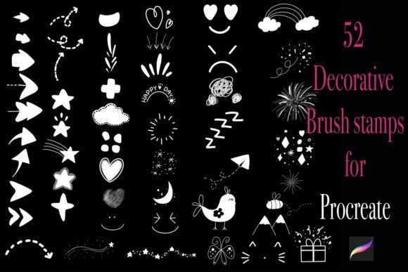 52 Decorative Procreate Brush Stamps: Enhancing Your Digital Art with Versatile Tools