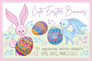 Cute Easter Bunnies. Vector Clip Arts: A Versatile Resource for Creative Projects