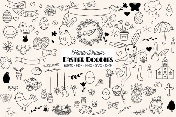 Easter Doodles, Hand Drawn Decorated Egg: A Creative Resource for Modern Crafters