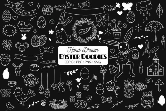 Easter White Doodles, Decorated Egg: A Versatile Digital Resource for Creative Projects