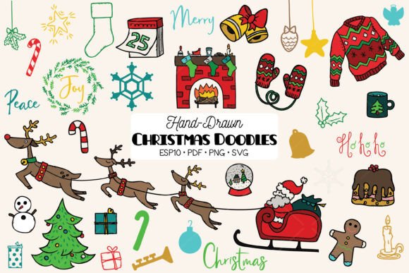 Hand Drawn Christmas Doodles Colored: A Creative Resource for Your Holiday Projects