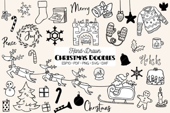 Hand Drawn Christmas New Year Holiday: A Creative Resource for DIY Projects