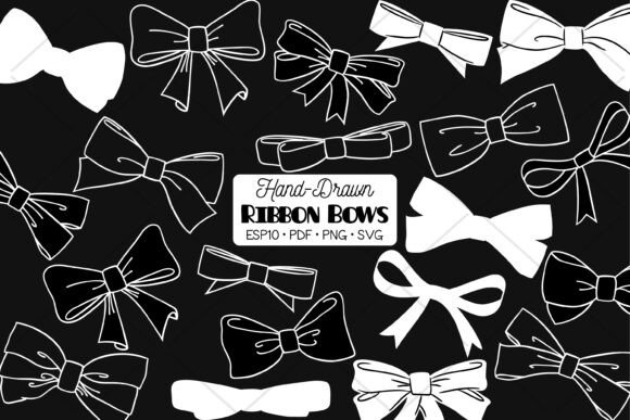 Hand Drawn Ribbon Bow Illustration White: A Versatile Asset for Creative Projects