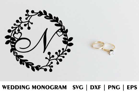 Letter N Wedding Monogram Design for Laser Cutting