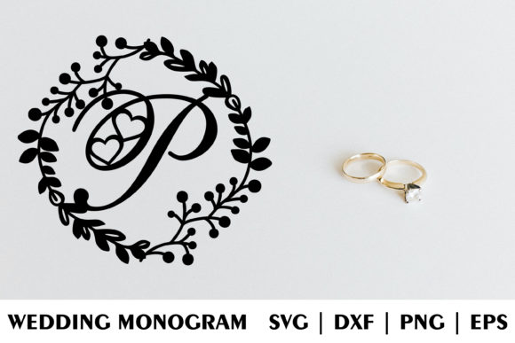 Letter P Wedding Monogram Design for Laser Cutting