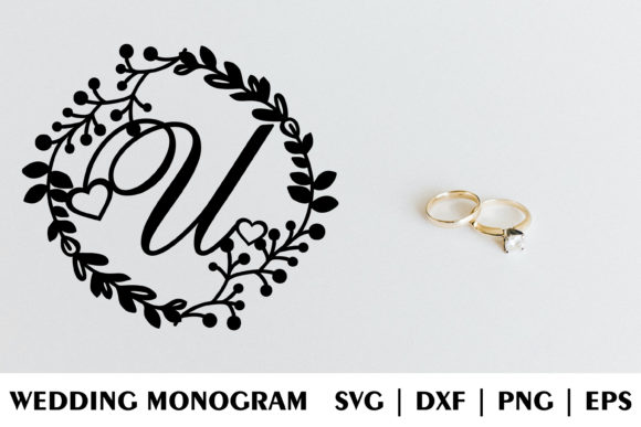 Letter U Wedding Monogram Design for Laser Cutting
