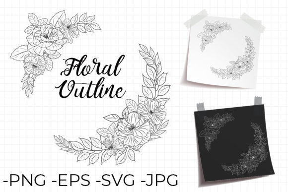 Outline Wreath Decorative Flower Set 2