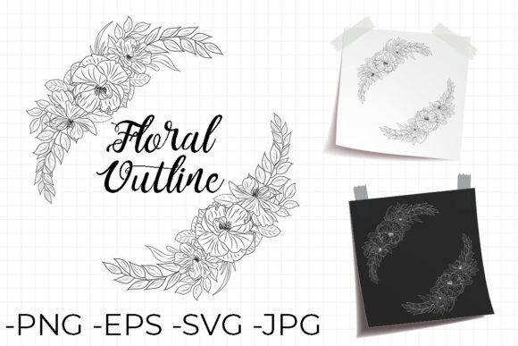 Outline Wreath Decorative Flower Set 4: A Versatile Design Tool for Creators and Professionals