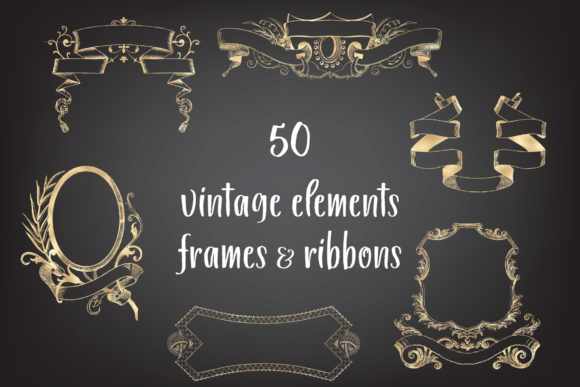 Vintage Decorative Frames and Ribbons: A Timeless Addition to Creative Projects
