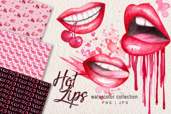 Watercolor Lips Collection: A Versatile Design Resource for Creative Projects